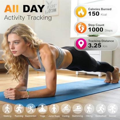 Smart Bracelet for Women – Fitness Tracker with Heart Rate, Sleep & Step Tracking, 1ATM Water Resistant, Multi-Sport Modes, Fitness Tracking Wearable with Free App, 2 Bands (Green&Gold) - color: Royal Green&Gold
