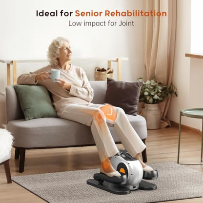 HitGo Under Desk Elliptical, 2-in-1 Electric Pedal Exerciser for Seniors, 10 Resistance Levels, 10 Speeds, 3 Auto Modes, Quiet Leg Exerciser with Remote, Fully Assembled, Non-Slip Pedals