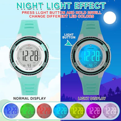 DTKID Digital Kids Watch 30 M Waterproof for Girls Boys 5-16 - color: Blue