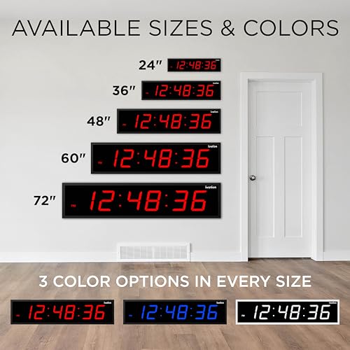Ivation Oversized Digital Wall Clock with Large LED Display & Timer, 24" - color: Red, size: 24" Inch