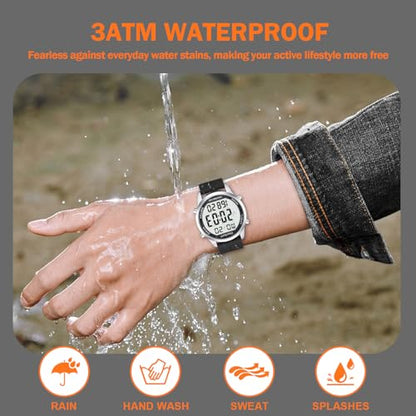 Hearkent Pedometer Watch for Walking for Senior Step Counter Watch - color: Black