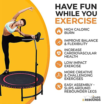 Leaps & ReBounds: Adjustable Stabilizer Bar - Fits All L&R Fitness Trampolines - Grippable & Cushy Foam Handles - Easy Assembly, Slips Over Existing Legs - Trampoline Sold Separately - size: 40