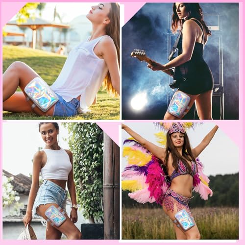 Carnival Thigh Bag for Women, Silver, Leg Bag with Non-slip Pad - color: Silver, style: Leg Bag With Non-slip Pad