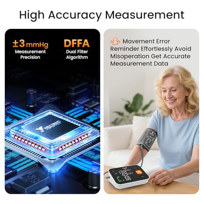 Arm Blood Pressure Monitor, Automatic Digital Blood Pressure Machine for Home Use with Dual User Memory, Adjustable BP Cuff, Unlimited Free Measurement