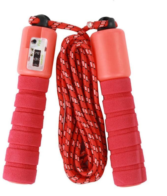 Plastic Adjustable Jump Rope with Counter for Fitness Training, Skipping Rope for Men & Women - color: Red