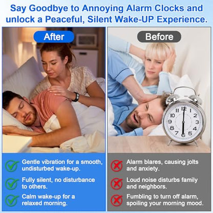 Waterproof Vibrating Alarm Clock Watch for Students&Athletes(Black)