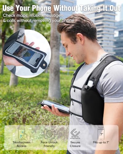 Zelvot Running Vest for Women Men, Touchscreen Phone Pocket - color: Gray, size: Medium-Large