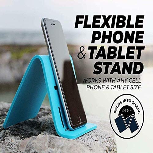 iFLEX Adjustable Cell Phone Stand & Tablet Stand for Work & Home – Flexible Phone Holder Perfect iPhone Stand for Video Calls & Holds Any Device – Non-Slip Grip, Strong & Durable (Dark Blue / 2-Pack)