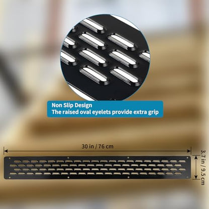 4 Pack Non Slip Aluminum Stair Treads, 30" x 3.7" Waterproof Traction Strips with Screws for Outdoor Deck Steps, Wood Ramp, Walkway or Indoor Stairs (Black)