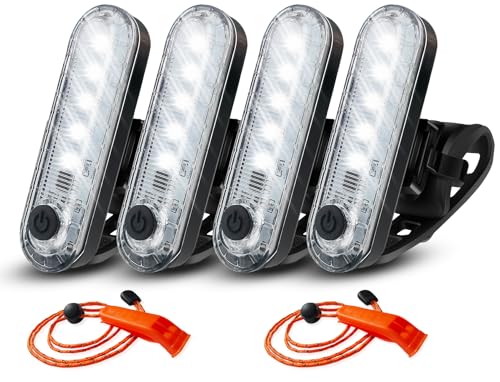 Amzonly 4Pack LED Navigation Lights Kit for Boat Kayak, Stern Light Battery 0perated, Easy Clip on for Night Kayaking, Boating, Canoeing, Paddle Board, Jet Ski, Dinghy, 2Pcs Safety Whistles - color: 4White