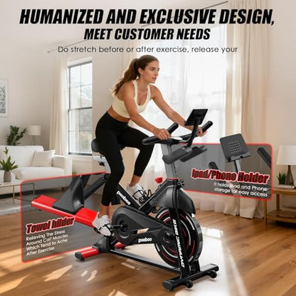 Exercise Bike,Stationary Bike for Home,Magnetic Indoor App Cycling Bike - color: Red Black 01