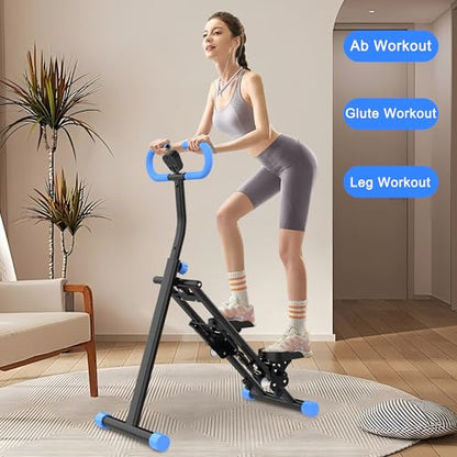 Multi-Function Stair Climbing Machine for Home Vertical Climbing Exerciser Full Body Workout Pedal Foldable Stability Frame Adjustable Armrests Abdominal Hip and Leg Training - color: Blue