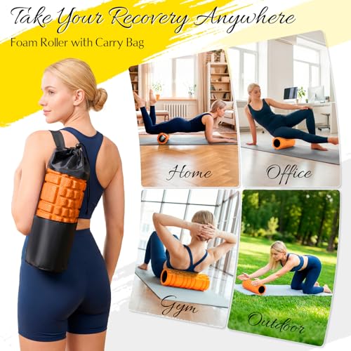 Foam Roller High-Density Massage Roller for Deep Tissue & Muscle Recovery - color: Orange
