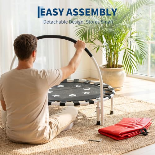 Garvee 36" Toddler Foldable Trampoline w/Handle & Safety Pad for Kids