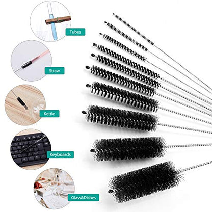 CiaraQ Bottle Cleaning Brushes, 8 Inch Nylon Tube Brush Set - color: Black, size: 8.0 Inch (10pcs)