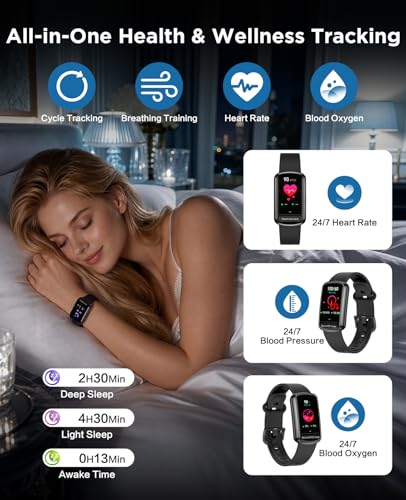 Smart Watch Fitness Trackers for Men Women, 24/7 Health Activity Monitor - color: Black