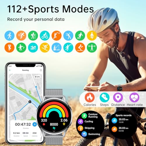 Smart Watch for Men Women Fitness: Waterproof Make/Answer Call Smart Watches for Men Digital Mens Watches Running Step Tracker Smartwatch Android Phones iPhone Samsung Compatible Heart Rate Monitor - color: Silver