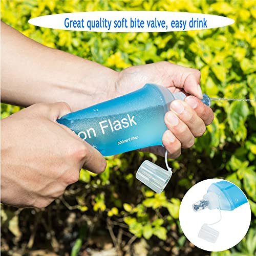 AXEN Soft Flask TPU Foldable Running Hydration Flask, Soft Collapsible Water Bottle for Hydration Pack Cycling Marathon Running Hiking - color: Blue-250ml