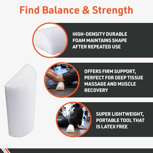 Body Sport ZZFR612H Half Foam Rollers, 6 x 12-Inch - size: Half 6 x 12 in