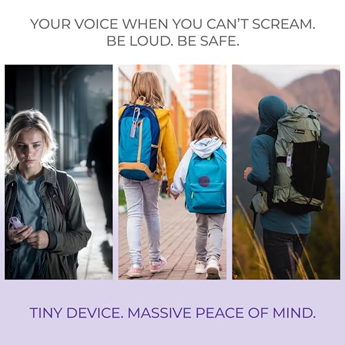 140dB Loudest USB-C Rechargeable Personal Alarm Keychain for Women – Low Battery Indicator, Strobe Light & Panic Button for Self Defense Weapons, Seniors & Travel Safety Essentials (Violet)