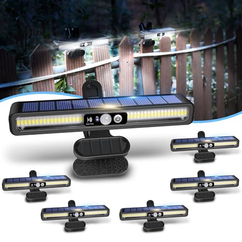 Clip On Solar Lights Outdoor with PIR Motion Sensor (Black ,6 Pack ,6000K) - color: Black / 6000K Cool White, size: 6 Pack