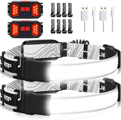 Hopedone 2-Pack Rechargeable Headlamp, 1000LM Hard Hat Work Light - color: Black(2-Pack)
