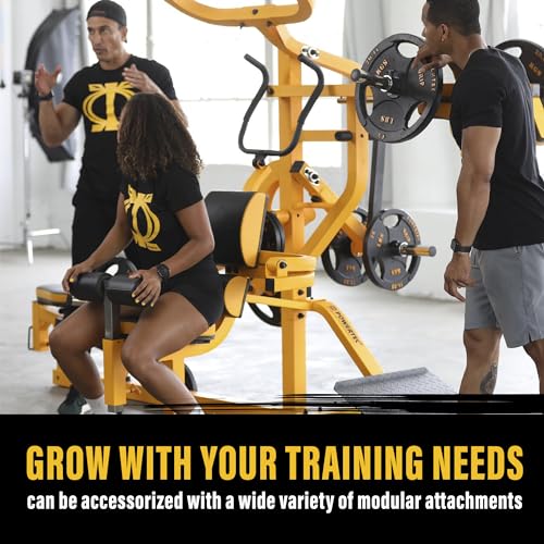 Powertec Fitness Workout Bench Multiystem for Chest, Arms, Legs, 120.1 x 73.3 x 80.5 Inches - Adjustable, Multi-User Weight Machines with Isolateral Arms - Premium at Home Gym Equipment - color: Yellow