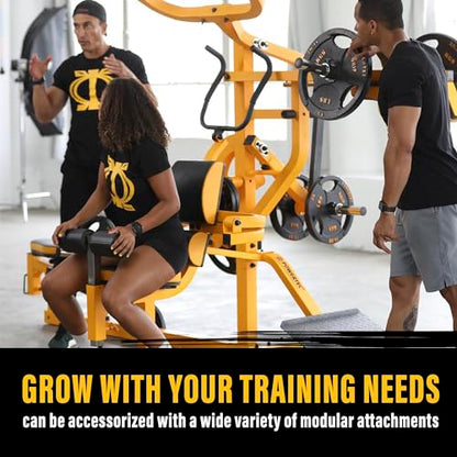 Powertec Fitness Workout Bench Multiystem for Chest, Arms, Legs, 120.1 x 73.3 x 80.5 Inches - Adjustable, Multi-User Weight Machines with Isolateral Arms - Premium at Home Gym Equipment - color: Yellow