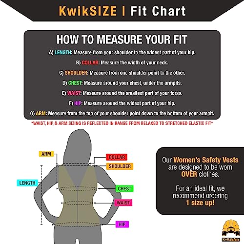 KwikSafety FIRST LADY Safety Vest for Women Class 2 ANSI OSHA Hi Vis Vest - color: Yellow (Tiger Queen), size: X-Small