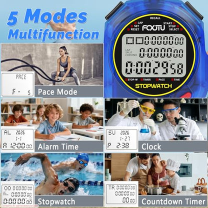 Sports Stopwatch Timer, 10Lap /Split Memory Digital Stop Watch Blue - color: Blue