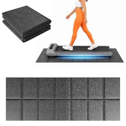 Foldable Rubber Treadmill Mat - Exercise Bike Mat with Waterproof - size: 68"L x 24"W x 0.2"Th