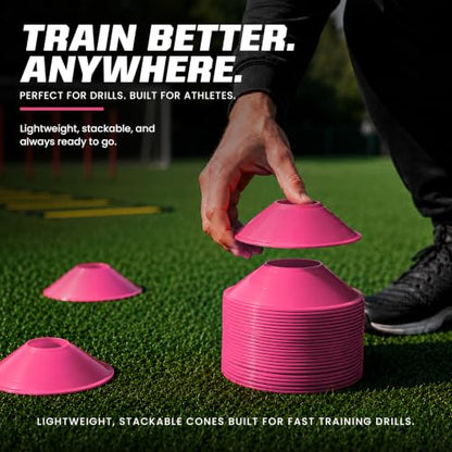 American Challenge Mini Disc Cones, Soccer Cones for Sports, Set of 25 - color: Pink (25 mini cones)