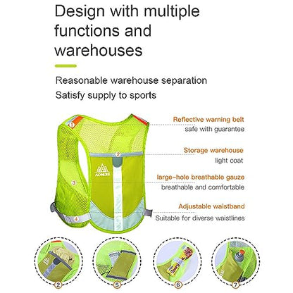 AONIJIE Reflective Running Vest Marathon Running Vest Pack Breathable for Hiking Camping Cycling Race - color: rose red