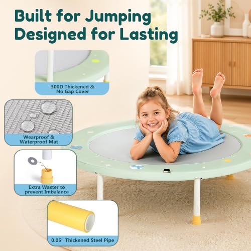 36-Inch Toddler Trampoline with Foam Handle, 3FT Foldable Mini Rebounder - color: Green