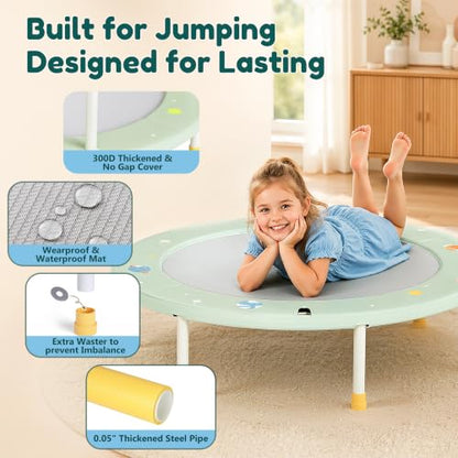 36-Inch Toddler Trampoline with Foam Handle, 3FT Foldable Mini Rebounder - color: Green