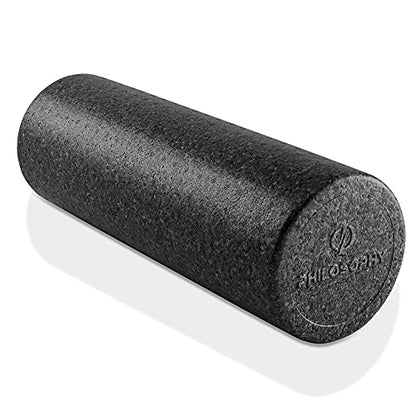 Philosophy Gym 18" High-Density Foam Roller for Exercise, Massage, Muscle Recovery - Round, Black - color: Black, size: 18 Inch