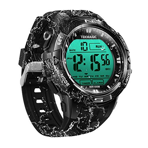 10 ATM Digital Submersible Diving Watch 100m Water Resistant Swimming Sport Wristwatch Luminous LCD Screen with Stopwatch Alarm Function