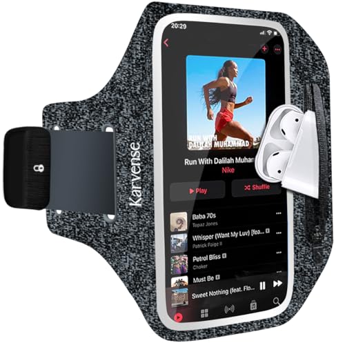 Phone Holder for Running-Arm Band for Running for iPhone & Samsung Galaxy, Cell Phone Armband Holder for Walking, Gym, Workout, Men, Women, w/Adjustable Strap&Zipper Pocket (Black Heather-M) - color: Black Heather, size: M-6.3'': iPhone Pro&1X/Galaxy S&A
