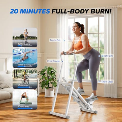 MERACH Stair Stepper with Adjustable Resistance, Foldable Stair Climber - color: White & Pink