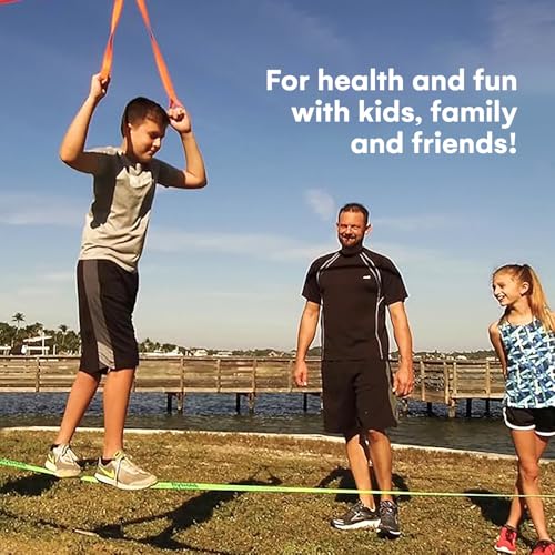 Flybold 57ft Slackline Kit - Slack Lines for Backyard for Kids and Adults with Tree Protectors, Carry Bag and Ratchet - Ninja Slackline Obstacle Course and Balance Rope for Core Strength Training - style: ESSENTIAL KIT