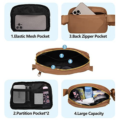 VOROLO Fanny Pack For Women And Men Crossbody Bag Belt Bag Brown - color: Brown