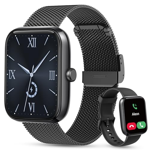 Smart Watch Men Women [2 Bands, 44mm case] 1.83" Alexa Fitness Tracker, Heart Rate, Sleep, Stress Monitor, IP68 Waterproof Smartwatch, Make/Answer Calls, Compatible with iPhone & Android Phones - color: Deep Black