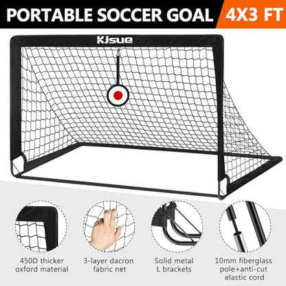 Soccer Goal, Kids Soccer Goals for Backyard Set of 2, Pop Up Soccer Net - color: Black, size: 4X3 FT