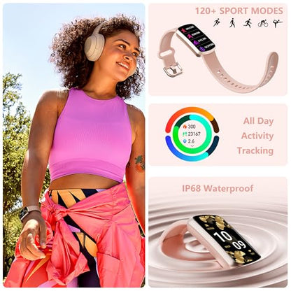 Health Fitness Tracker, Smart Watch with 24/7 Heart Rate, Activity Tracker with Blood Pressure and Blood Oxygen Monitor, 120 Sport Mode Waterproof Sleep Tracker for Women Men - color: Deep Pink
