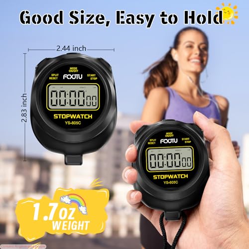 Simple Stopwatch Timer, Single Lap Stopwatch Countdown Timer, No Hourly Beep, On/Off, AAA Battery(Included), Large Display, Easy to Use, Ideal for Kids Coaches Black - color: Black