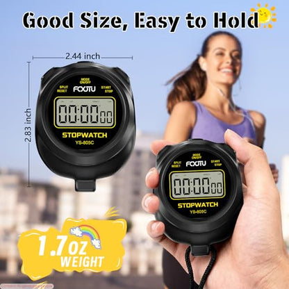 Simple Stopwatch Timer, Single Lap Stopwatch Countdown Timer, No Hourly Beep, On/Off, AAA Battery(Included), Large Display, Easy to Use, Ideal for Kids Coaches Black - color: Black