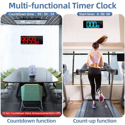 13.5"Large Digital Wall Clock Timer with Night Light 11 Colors Available - color: Yellow&rgb