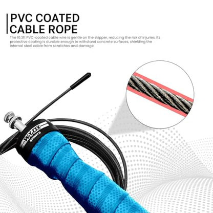 WYOX Weighted Jump Rope Adjustable Skipping Rope for Men & Women Dual Cable System with Thick & Light Cable Perfect for Double Unders, Boxing, CrossFit, Cardio, Endurance, and Fitness Training - color: Blue