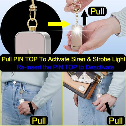 Ultrathin Personal Alarm Rainproof Replaceable Battery Strobe Light - color: RoseGold