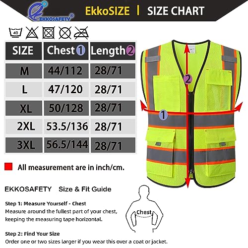 High Vis Safety Vest for Men with Pockets,EK176,Yellow,M - color: Yellowmesh-ek176, size: Medium